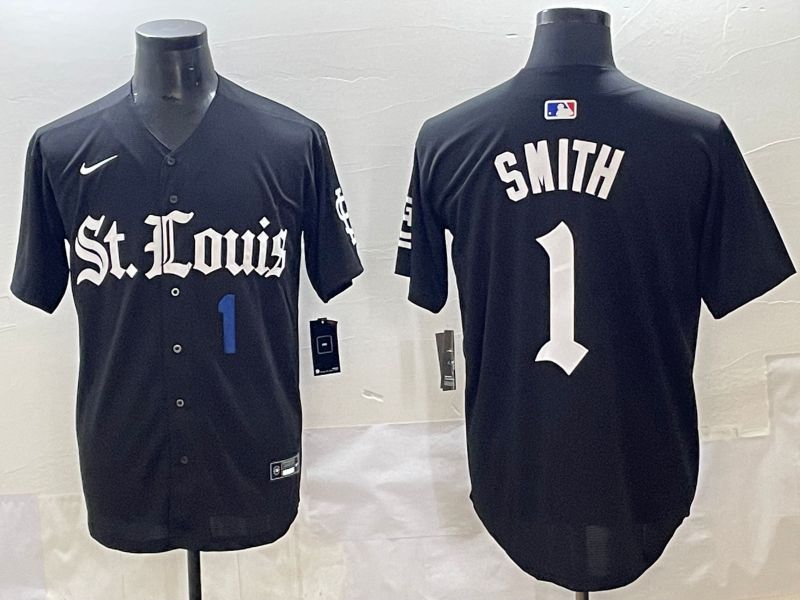 Men 2025 St.Louis Cardinals #1 Smith Black Five generations Joint Name Nike MLB Jersey style 8->st.louis cardinals->MLB Jersey